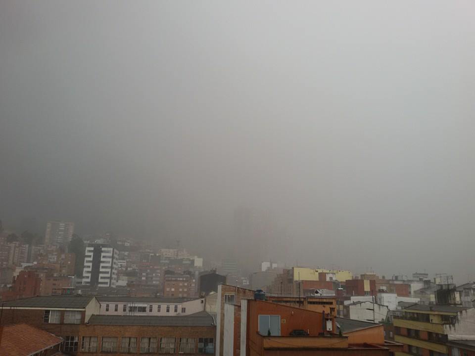 During the rain - on a rainy day in Bogota the mountains can literally disappear behind a wall of water!