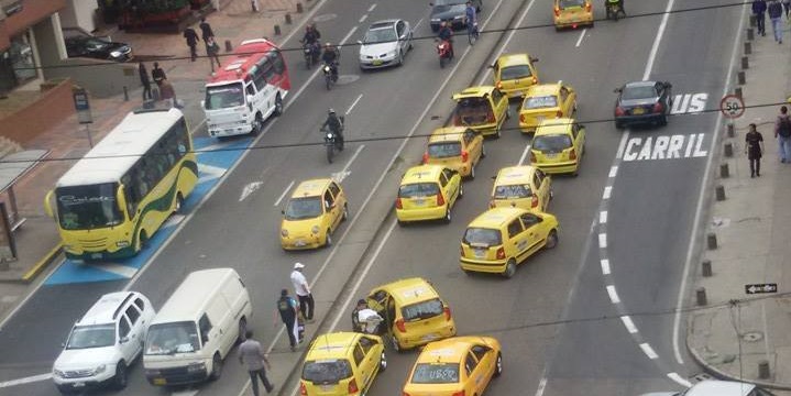 Taking a taxi in Bogota