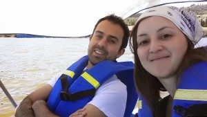 Enjoying a peddle-boat trip on Lake Sochagota