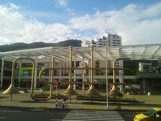 Musical sculpture at Plazoleta Jairo Varela in Cali, Colombia